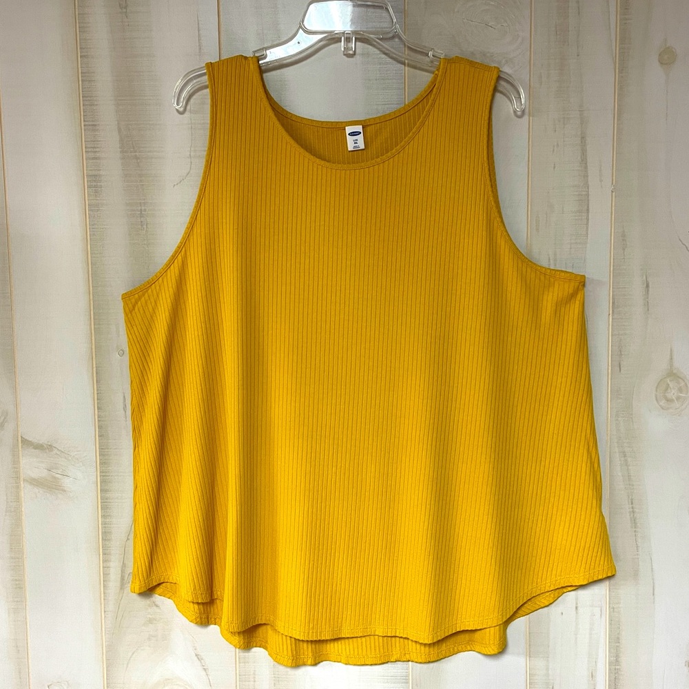 Old Navy Luxe Gold Yellow Ribbed Tank Top Sz XXL - Picture 1 of 5